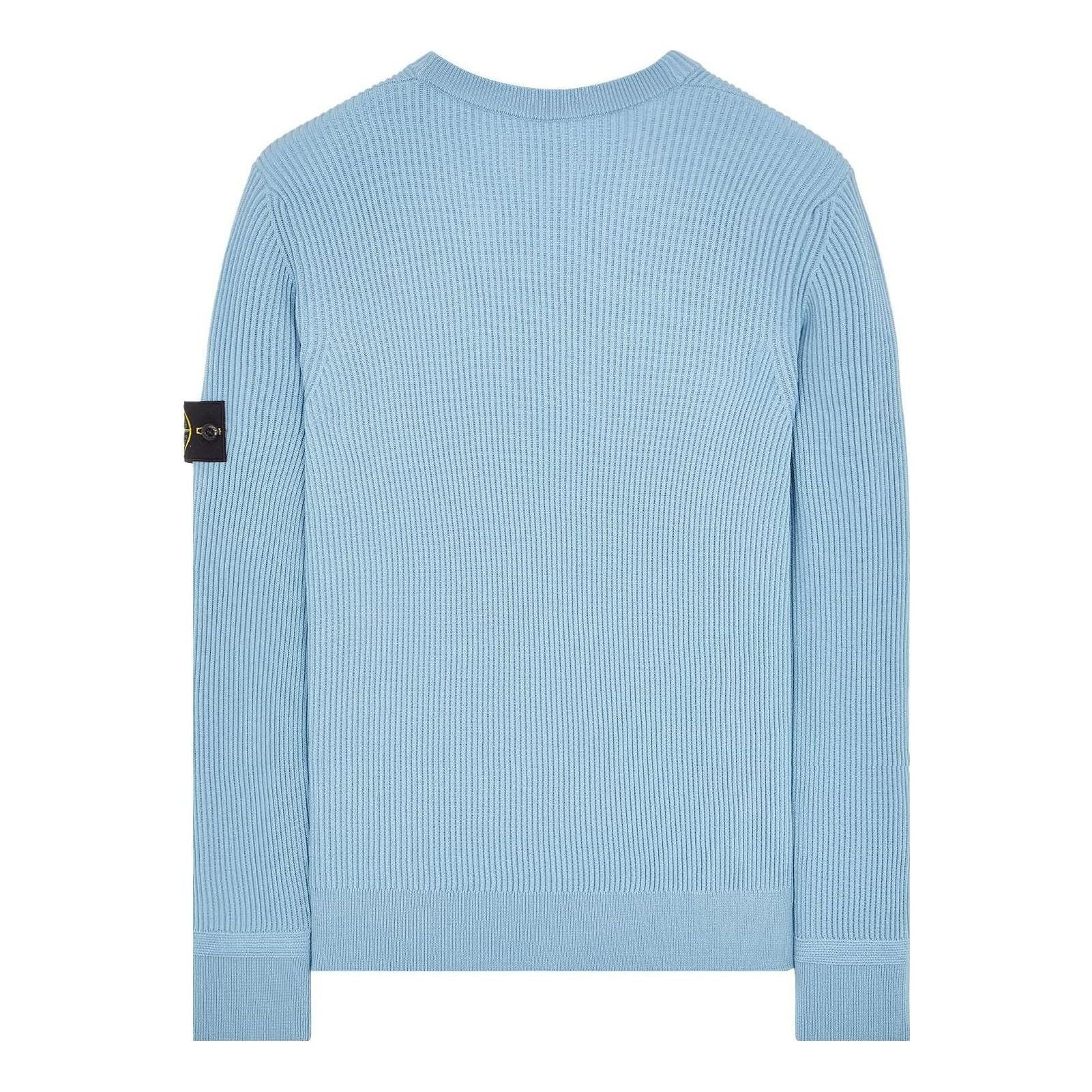 STONE ISLAND Logo Patch Crewneck Knitted Sweater 'Sky Blue' 7915553C2-V0041