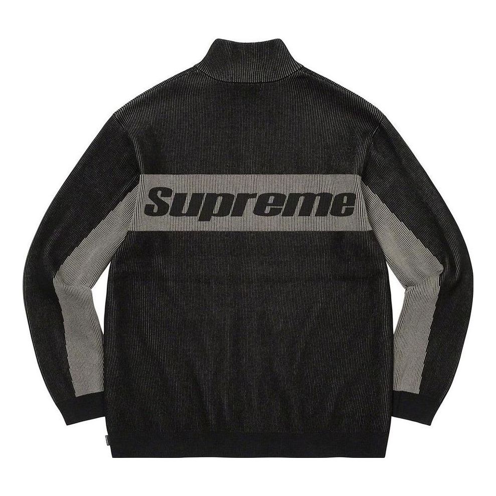 Supreme 2-Tone Ribbed Zip Up Sweater 'Black Grey' SUP-FW22-093