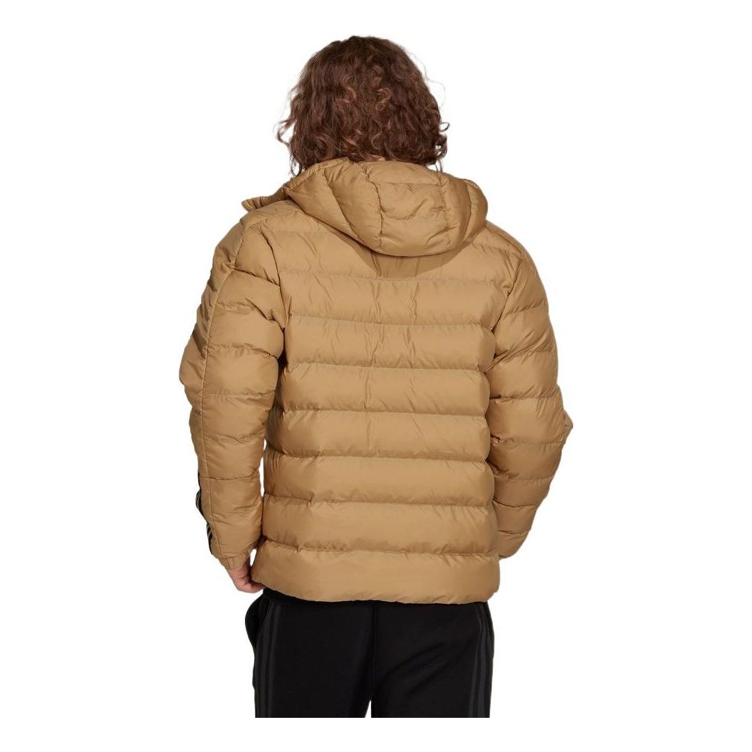 adidas Midweight Hooded Padding Down Jacket Asia Sizing 'Beige' GT1676