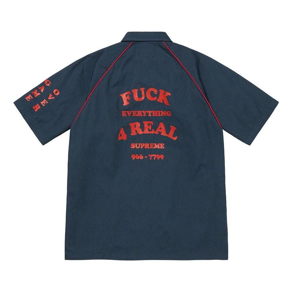 Supreme Fuck Everything S/S Work Shirt 'Navy Red' SUP-SS22-702