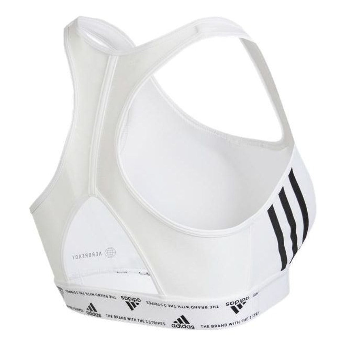 (WMNS) adidas Powerreact Training Medium Support 3-Stripes Bra Asia Sizing 'White Black' HC7897
