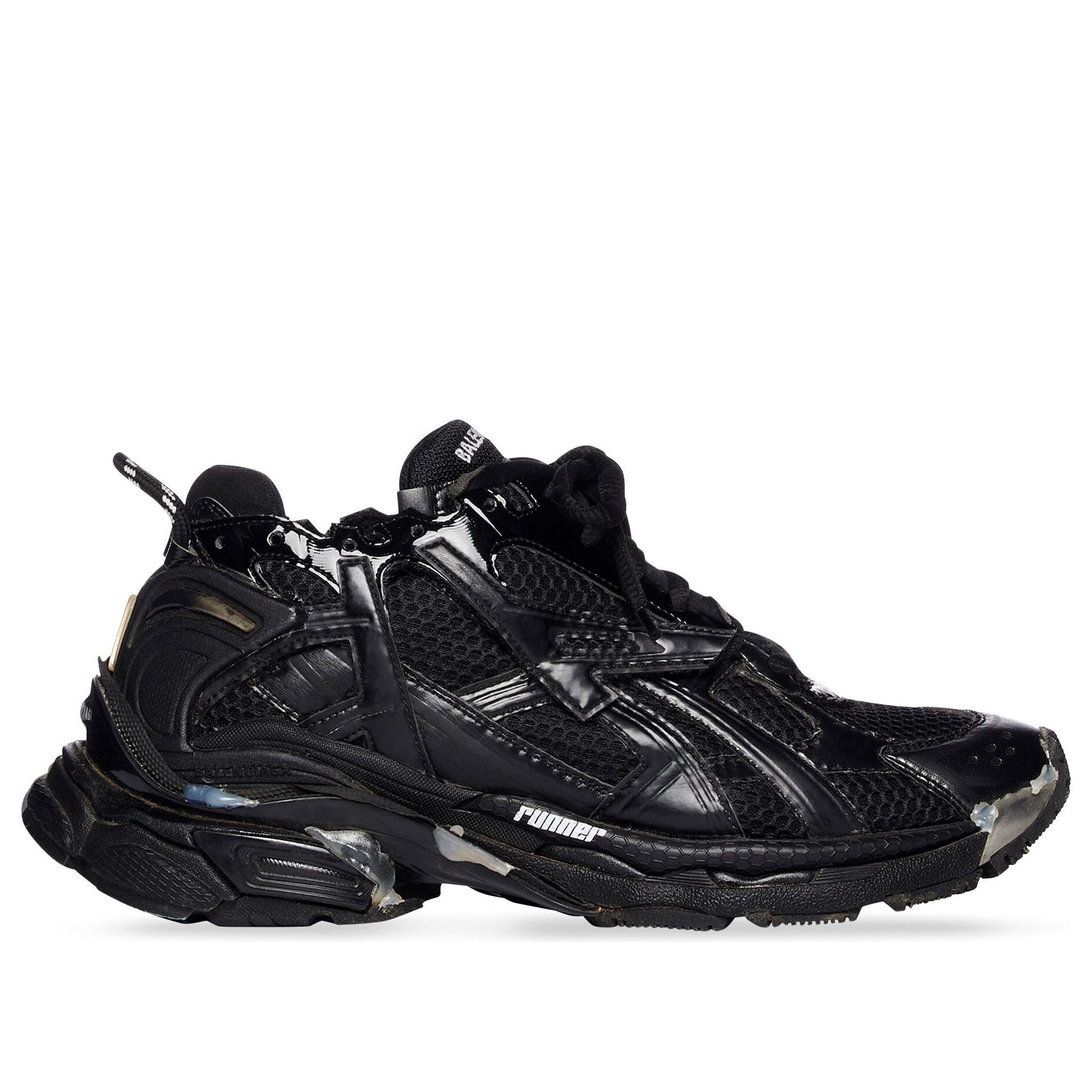(WMNS) Balenciaga Runner Sneakers 'Black Mesh and Nylon with clear multicolor deco' 677402W3RB11000