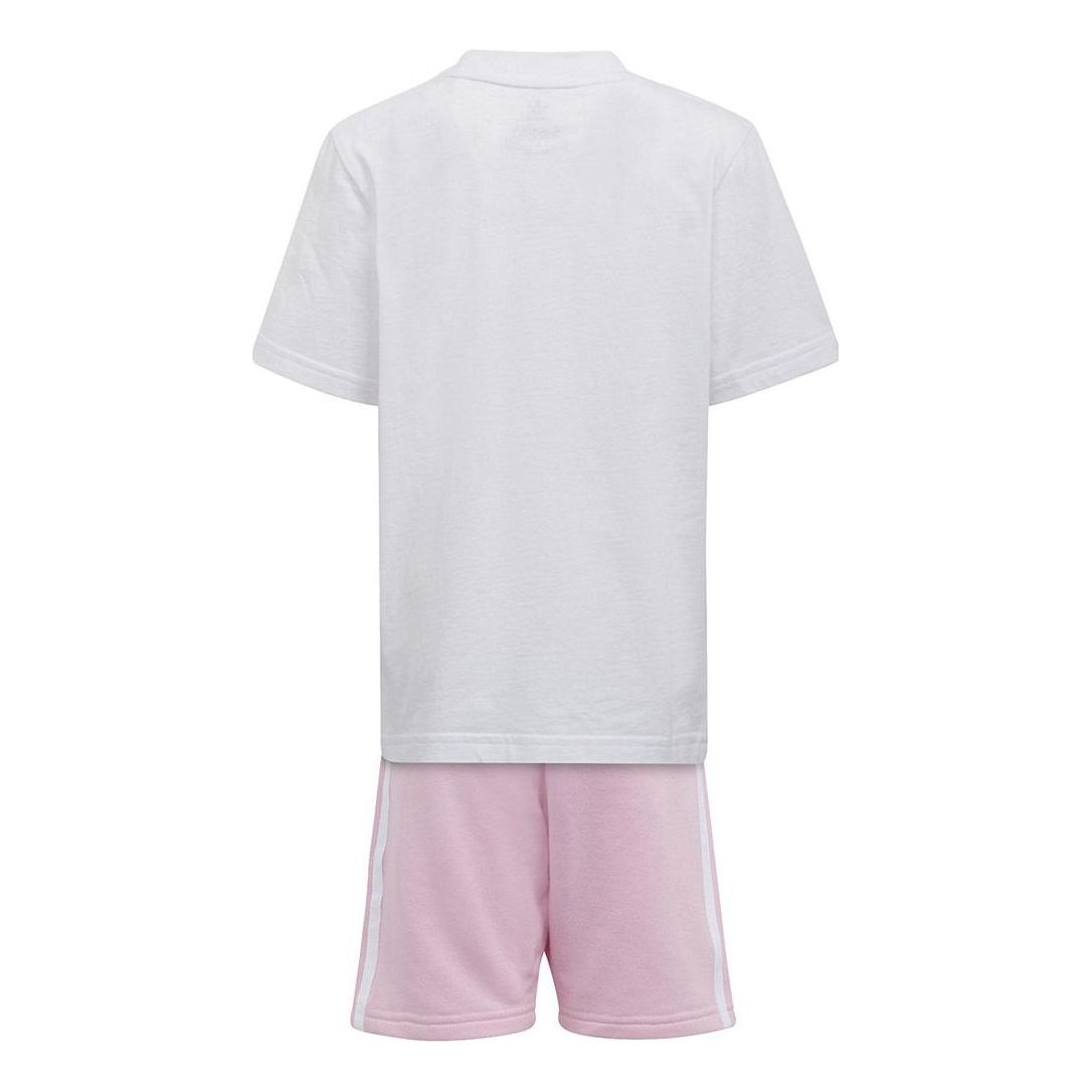 (GS) adidas Adicolor Shorts and T-Shirt Set Asia Sizing 'White Pink' HC9507