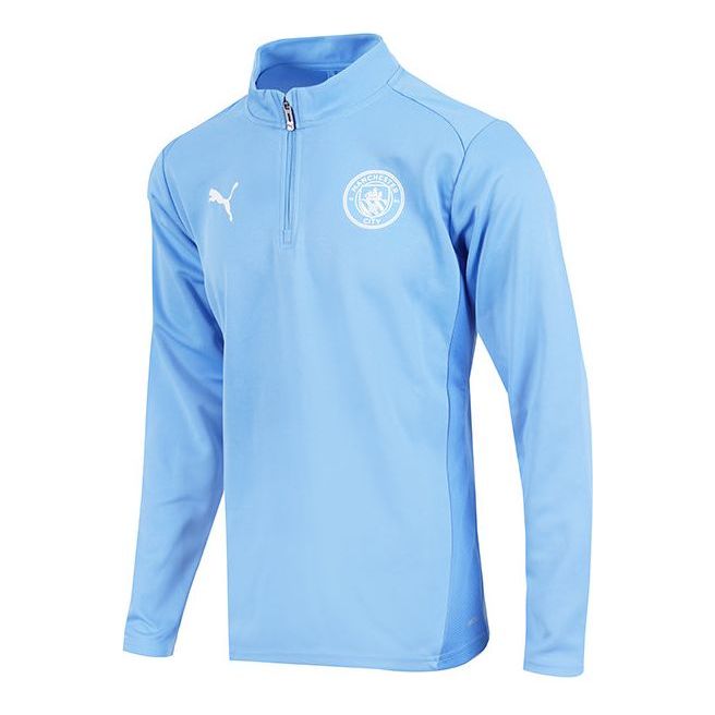 PUMA  Manchester City Essential 1/4 Zip Up Long Sleeve T-Shirt 'Sky Blue' 777773-18