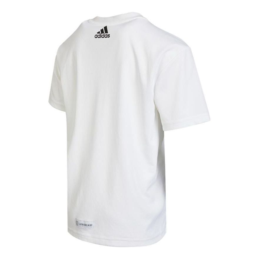 (GS) adidas Cotton Graphic T-Shirt Asia Sizing 'White Blue' HE0049