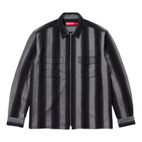 Supreme Stripe Flannel Zip Up Shirt 'Black Grey' SUP-FW23-212
