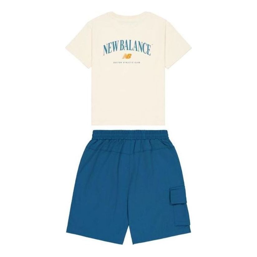 (PS) New Balance T-Shirt And Shorts Asia Sizing 'White Blue' 2SE2E143-CM