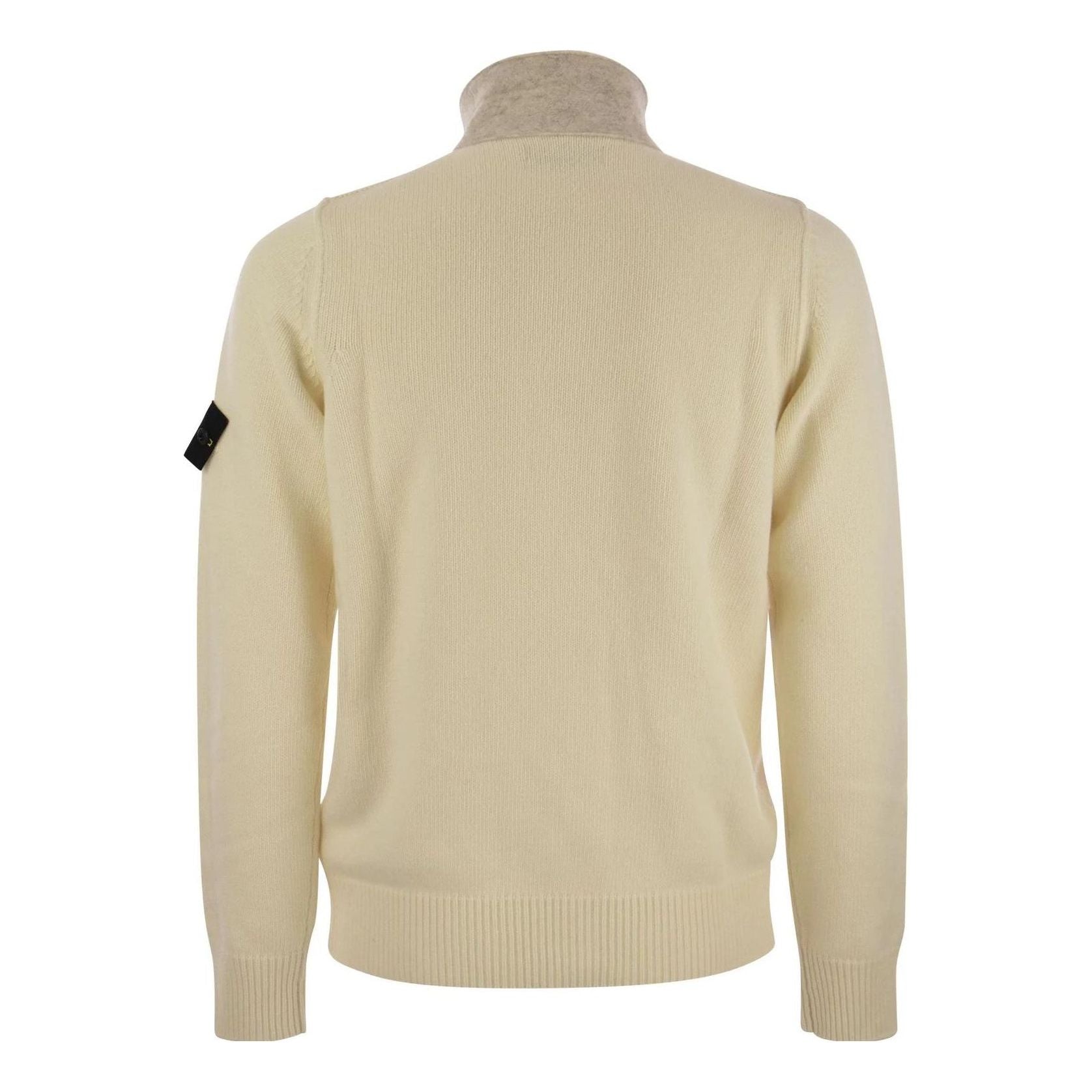 STONE ISLAND High Neck Logo Patch Ribbed Cardigan 'Beige' 7915547A3-V0099