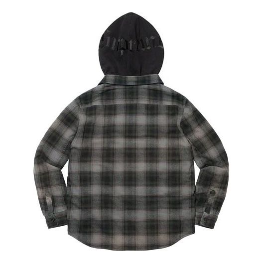 Supreme Hooded Flannel Zip Up Shirt 'Black Grey' SUP-FW21-263