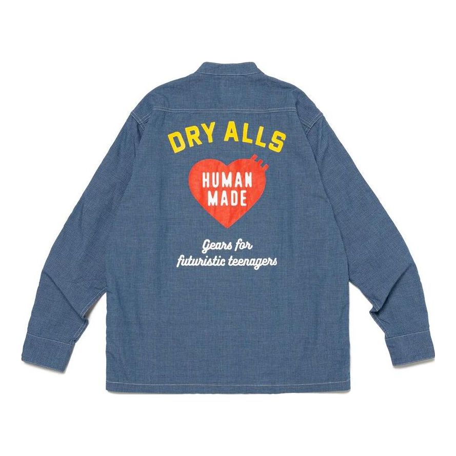 HUMAN MADE Stand Collar Chambray #1 Long Sleeve Shirt 'Blue' HM26SH006