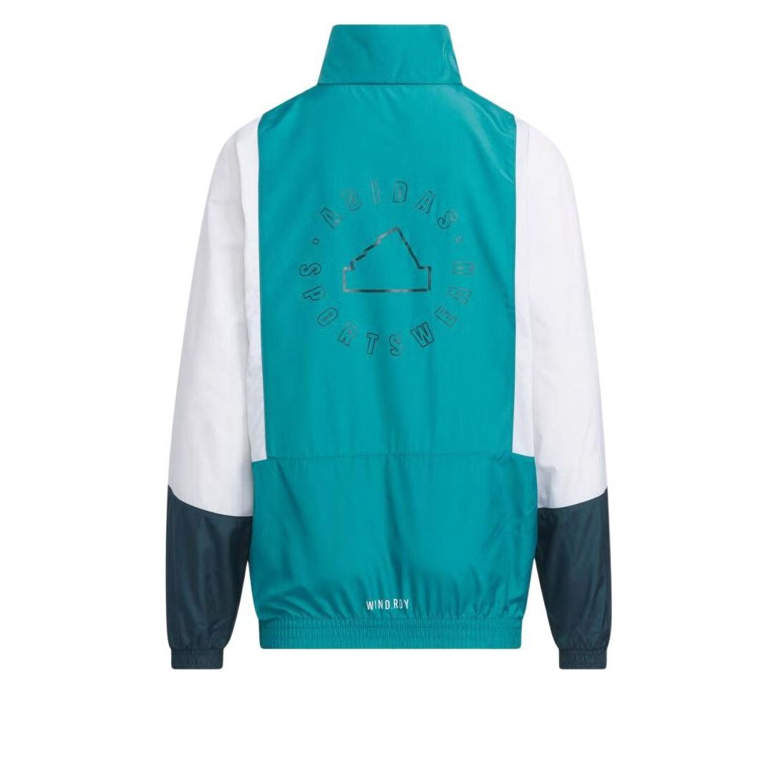 (GS) adidas Color Block Jacket Asia Sizing 'Teal White' IT4035