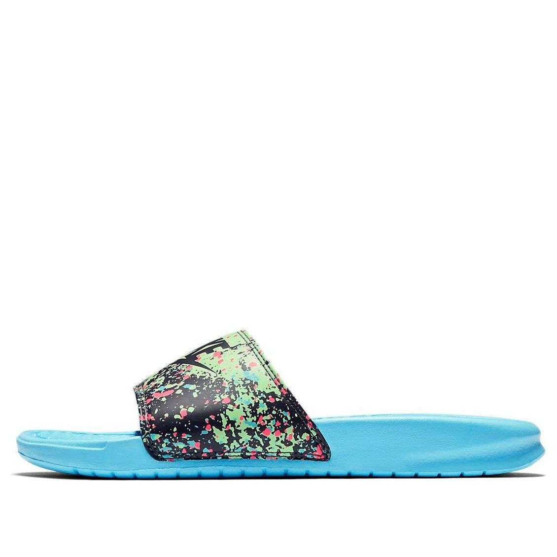(WMNS) Nike benassi JDI Print Slide Green/Pink/Blue 618919-402