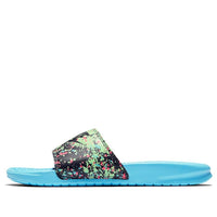 (WMNS) Nike benassi JDI Print Slide Green/Pink/Blue 618919-402