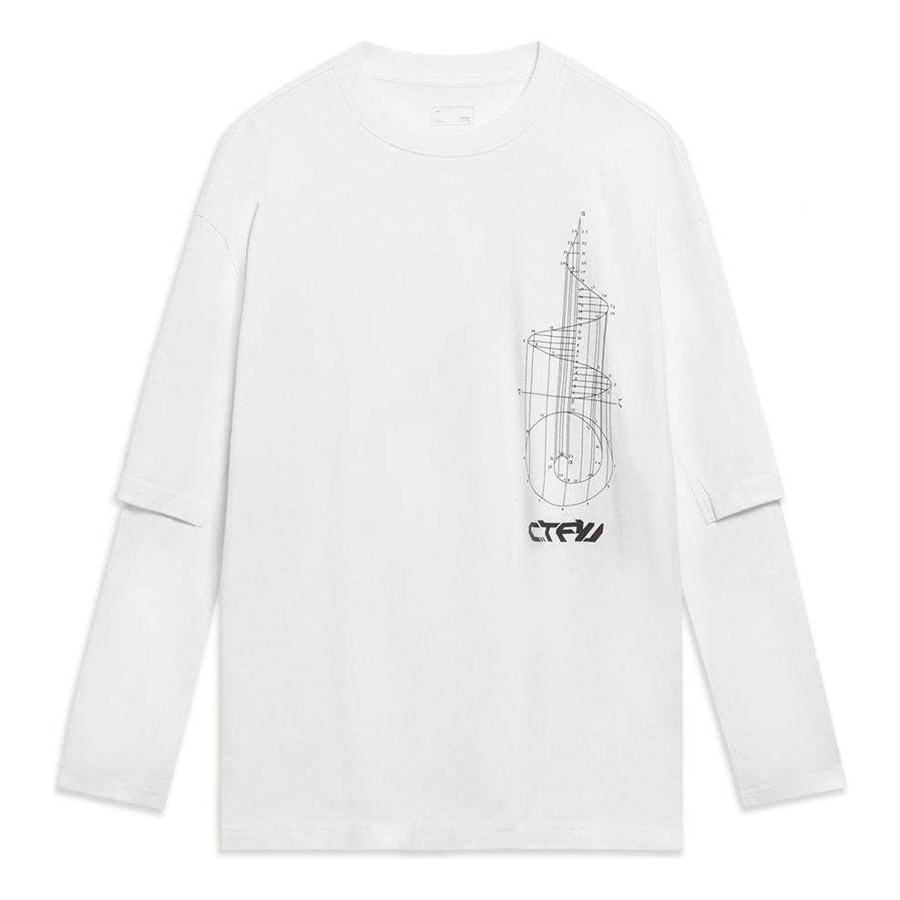 Li-Ning Counterflow Graphic Faux Two-Piece T-shirt 'White' AHST581-1