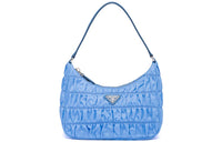 PRADA Saffiano Nylon Fabric With Leather Handbag Handbag Mini Women's Blue