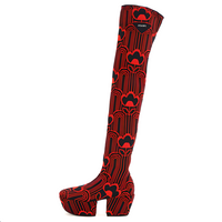 PRADA Over-the-knee Boots 7cm Women's Black Red
