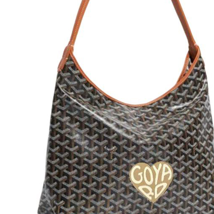 GOYARD Bohème Hobo Canvas With Leather Hobo Bag Shoulder Bag Women's Brown With Light Yellow Large Heart Edition