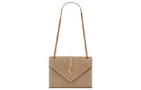 SAINT LAURENT ENVELOPE Corduroy Envelope Bag Shoulder Bag Crossbody Bag Medium Size Women's Gray Brown