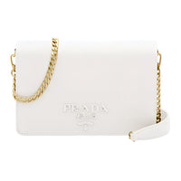 PRADA Leather Crossbody Bag Shoulder Bag Women's White