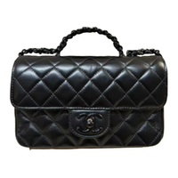 CHANEL Lambskin One Shoulder Handbags Women's Black
