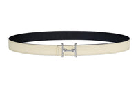 HERMES Leather Belts Women's Cream White/Black