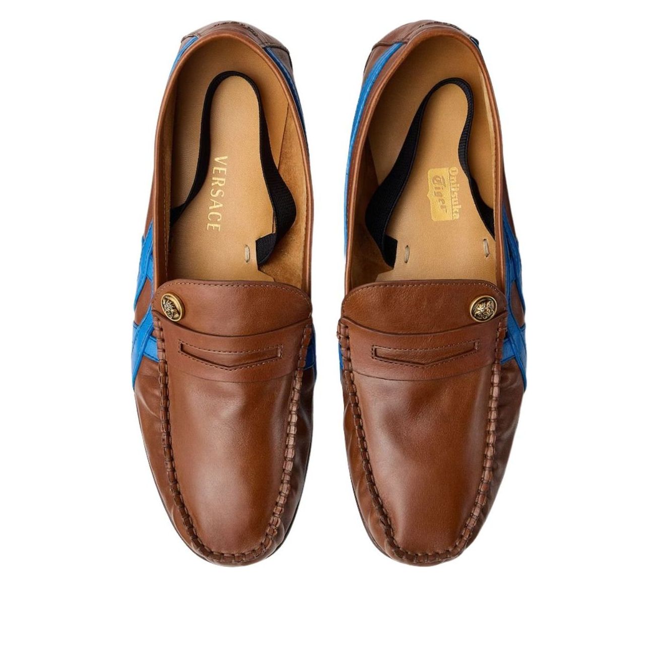 VERSACE x Onitsuka Tiger Sakura Leather Moccasins 'Brown Blue' 1023851-1A17746-2NM9J