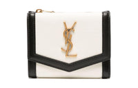 SAINT LAURENT CASSANDRA Canvas Wallet Women's White & Black