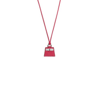 HERMES Metal Lizard Skin Palladium-Plated Necklaces Unisex Pink
