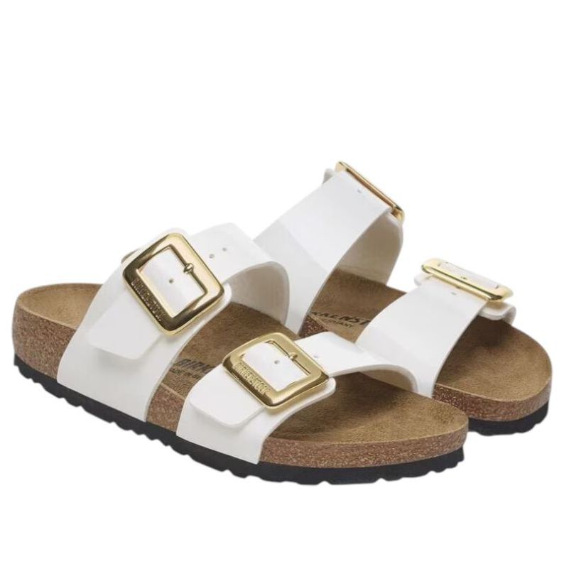 (WMNS) Birkenstock Sydney Luxe Buckle Birko Flor Patent 'Patent White' 1029438