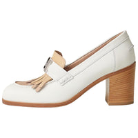 HERMES Elysee Chunky Heel High Heels Women's White