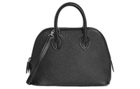 HERMES Goatskin Bowling Bag Handbag Mini Unisex Noir Black