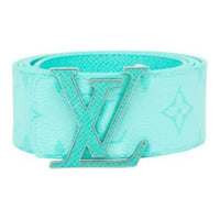 LOUIS VUITTON Hardware Accessories Leather Belts Men's Turquoise Width: 4CM