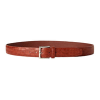 Loro Piana Badge Design Genuine Leather Leather Belts Men's Red Bean Color Width 3.5CM