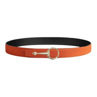 HERMES Brass Leather Belts Women's Black Width 3.2CM