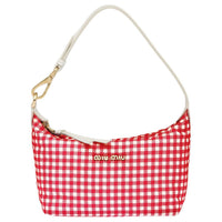 MIU MIU Spirit Fabric With Leather Shoulder Bag Handbags Women's Red