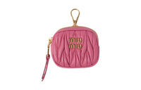 MIU MIU Matelassé Leather Earphone Case Women's Begonia Pink Red