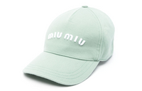 MIU MIU Cotton Baseball Caps Women's Light Green