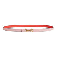 HERMES Calfskin Metal Gold-Plated Leather Belts Women's Pink Width 1.3CM
