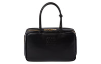 MIU MIU Beau Calfskin Bowling Bag Shoulder Bag Handbag Large Size Women's Black