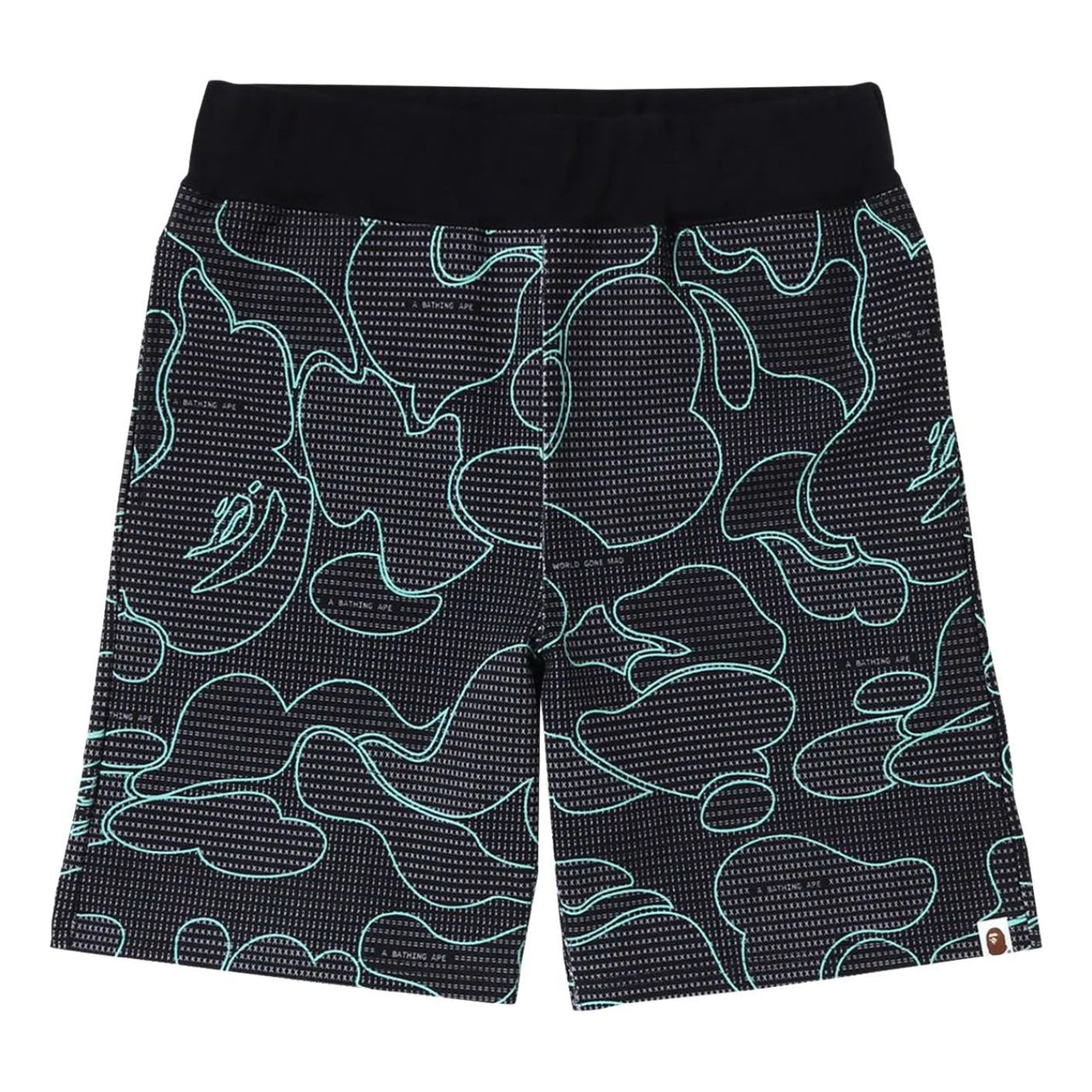 A Bathing Ape Text Code Camo Sweat Shorts 'Black' 1I30-153-009-BLK