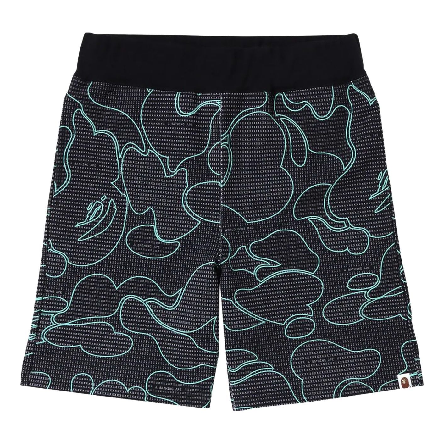 A Bathing Ape Text Code Camo Sweat Shorts 'Black' 1I30-153-009-BLK