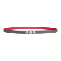 HERMES Calfskin Leather Belts Women's Gray Meyer/Mexican Rose Width 1.3CM