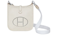 HERMES Evelyne Clemence Bullock Leather Canvas Crossbody Bag, Shoulder Bag Women's