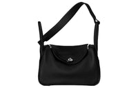 HERMES Lindy Taurillon Clemence Cow Leather Handbag Shoulder Bag Women's 89 Noir Black