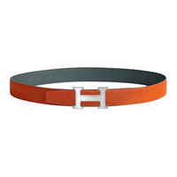 HERMES Calfskin Leather Belts Women's Orange Width: 3.2CM
