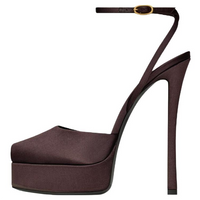 SAINT LAURENT La Scandale Strap Sandals 13.5cm Women's Coffee