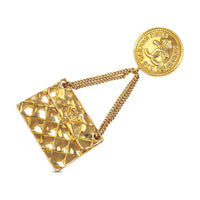 CHANEL 1998 Gold plated Handbag Brooch