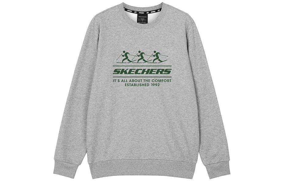 Skechers Logo Printed Crew Sweater 'Black Grey White Purple' L422U233