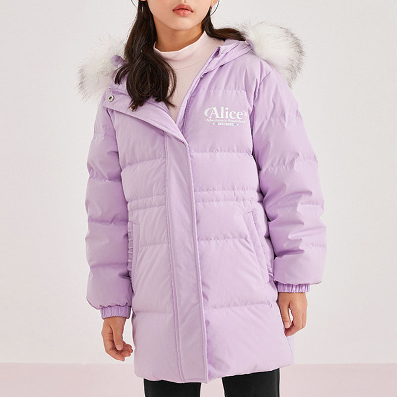 (GS) Skechers Letter Printed Down Jacket 'White Purple Navy Pink' L321G125