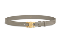 CELINE Logo Buckle Smooth Buckle Leather Belts Women's Gray Width: 2.5cm